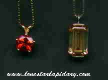 Synthetic Ruby, Star Cut & Heliodor (Golden Beryl) Pendants
